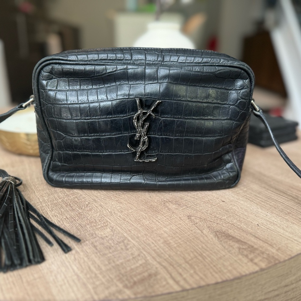 YSL Lou Croc-Embossed Camera Bag
